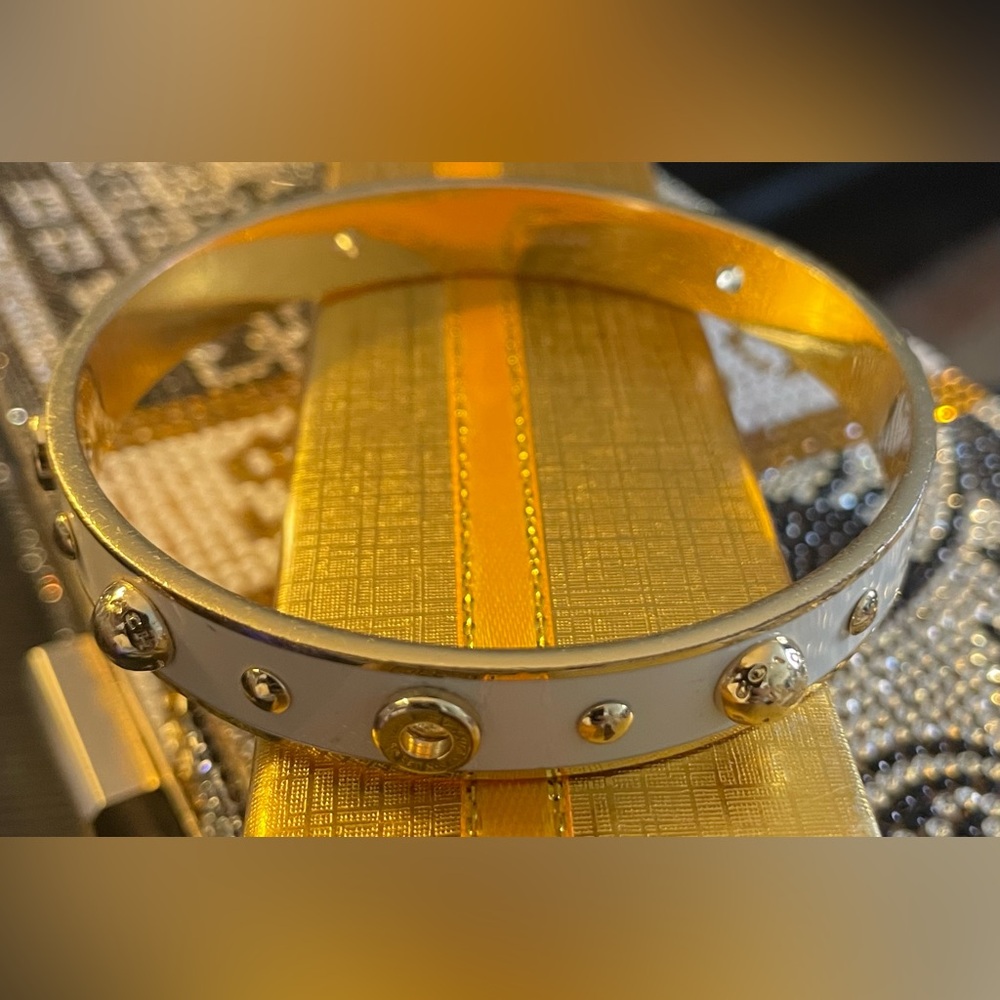 Coach Gold Metal Bangle Bracelet with Screw Stud Details - Picture 3 of 4